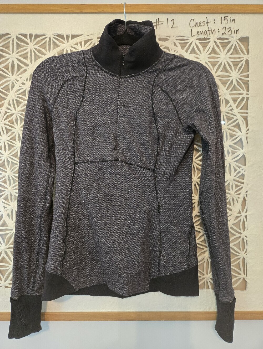 Lululemon Runderful 1/2 Zip Pullover Gray Black Women’s Running Top Thumbholes